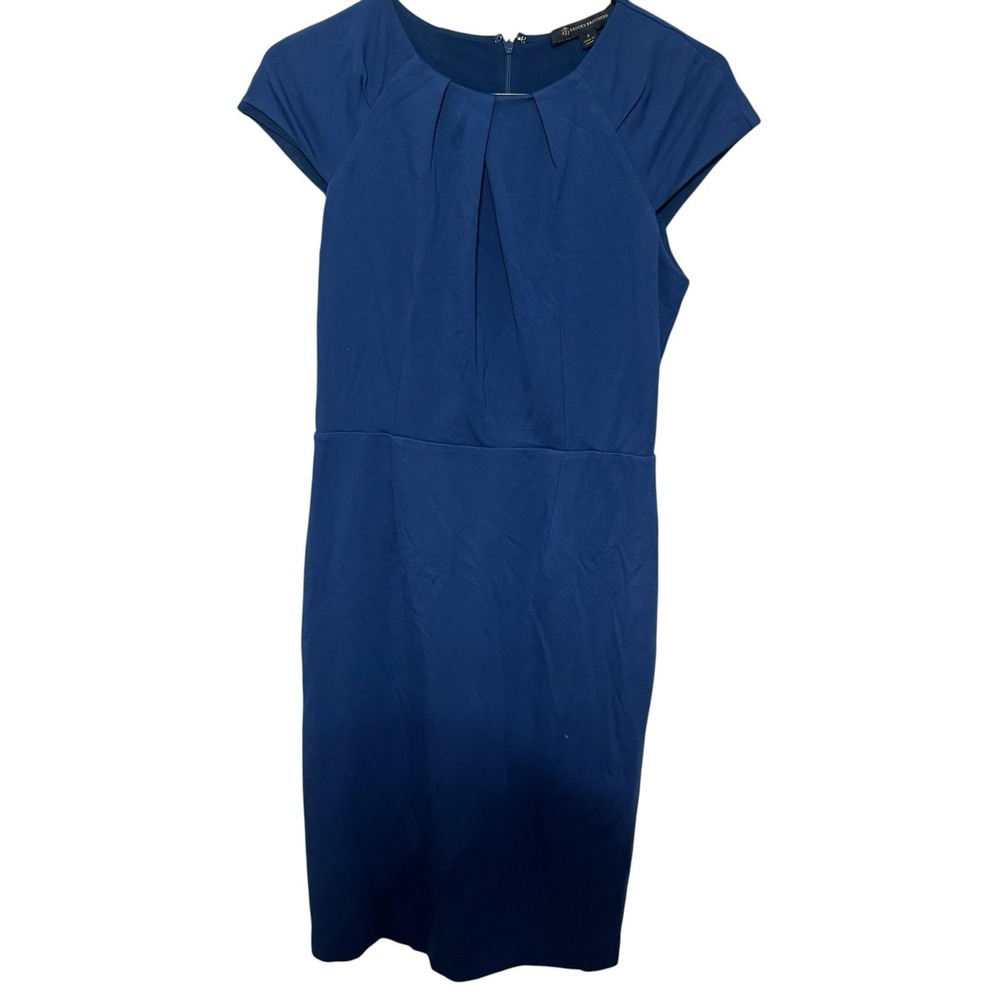 Brooks Brothers Navy Blue Cap-Sleeve Midi Sheath Dress Sz 4